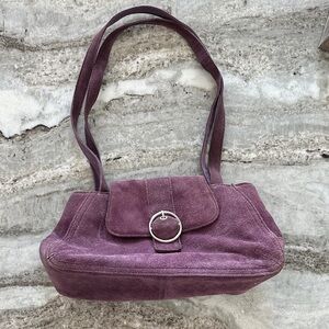 Ginger Michelle Purple Genuine Suede Leather Shoulder Bag